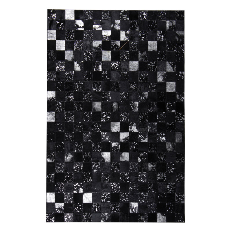 Laude Run Geometric Hand Tufted Silver Metallic Black Area Rug Laude Run Geometric Hand Tufted