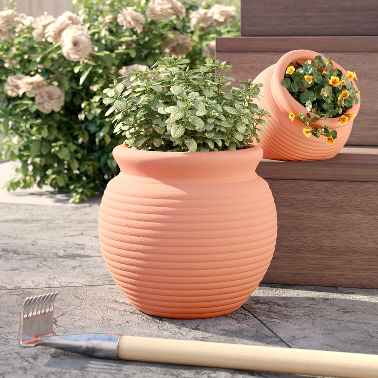 Verano Spanish Ceramics Outdoor Living Plain Terracotta Yard Garden Flower Plant Vase 24cm