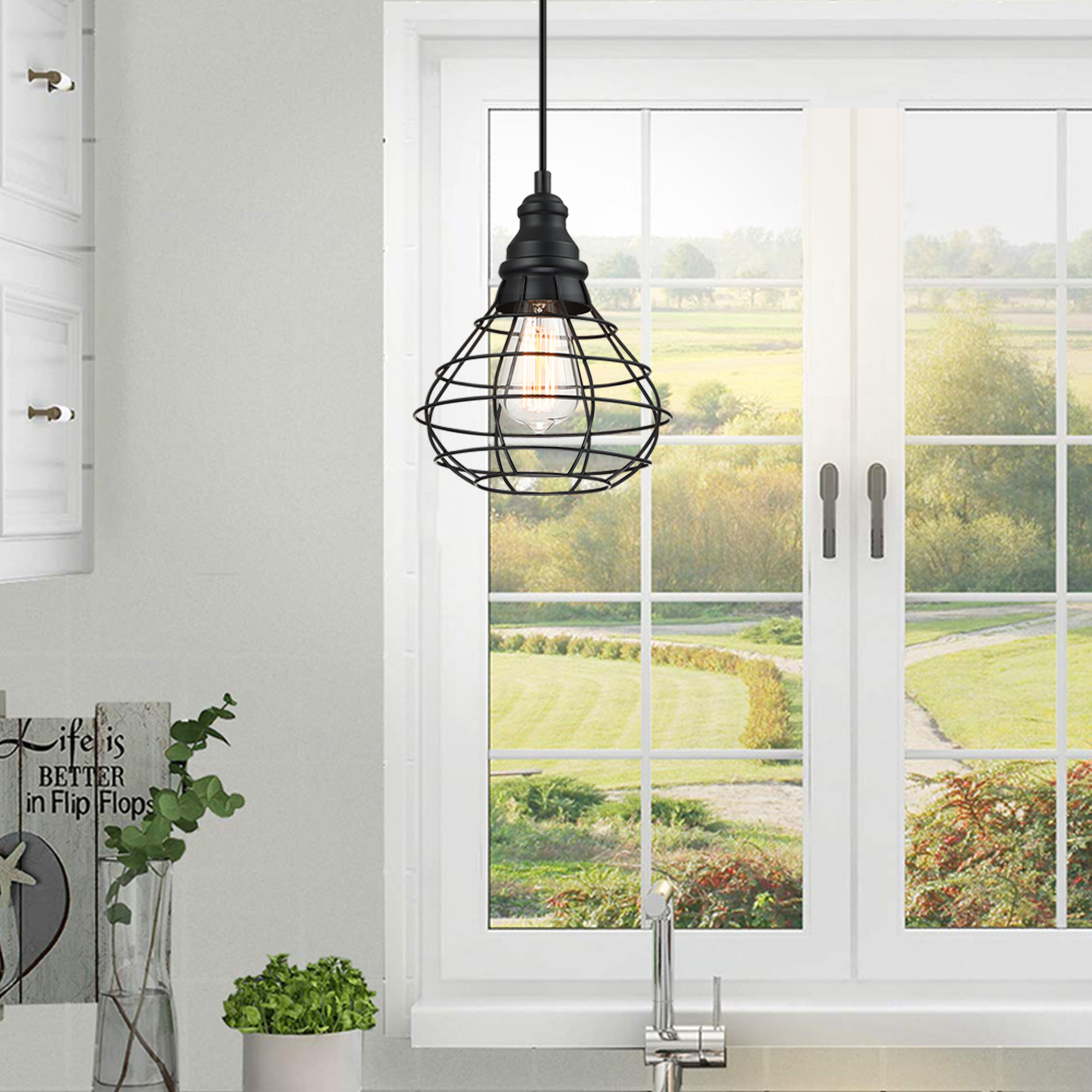 FAYMART 1-Light Farmhouse Style Matte 