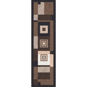 Pastiche Bloques Brown Leather Contemporary Runner