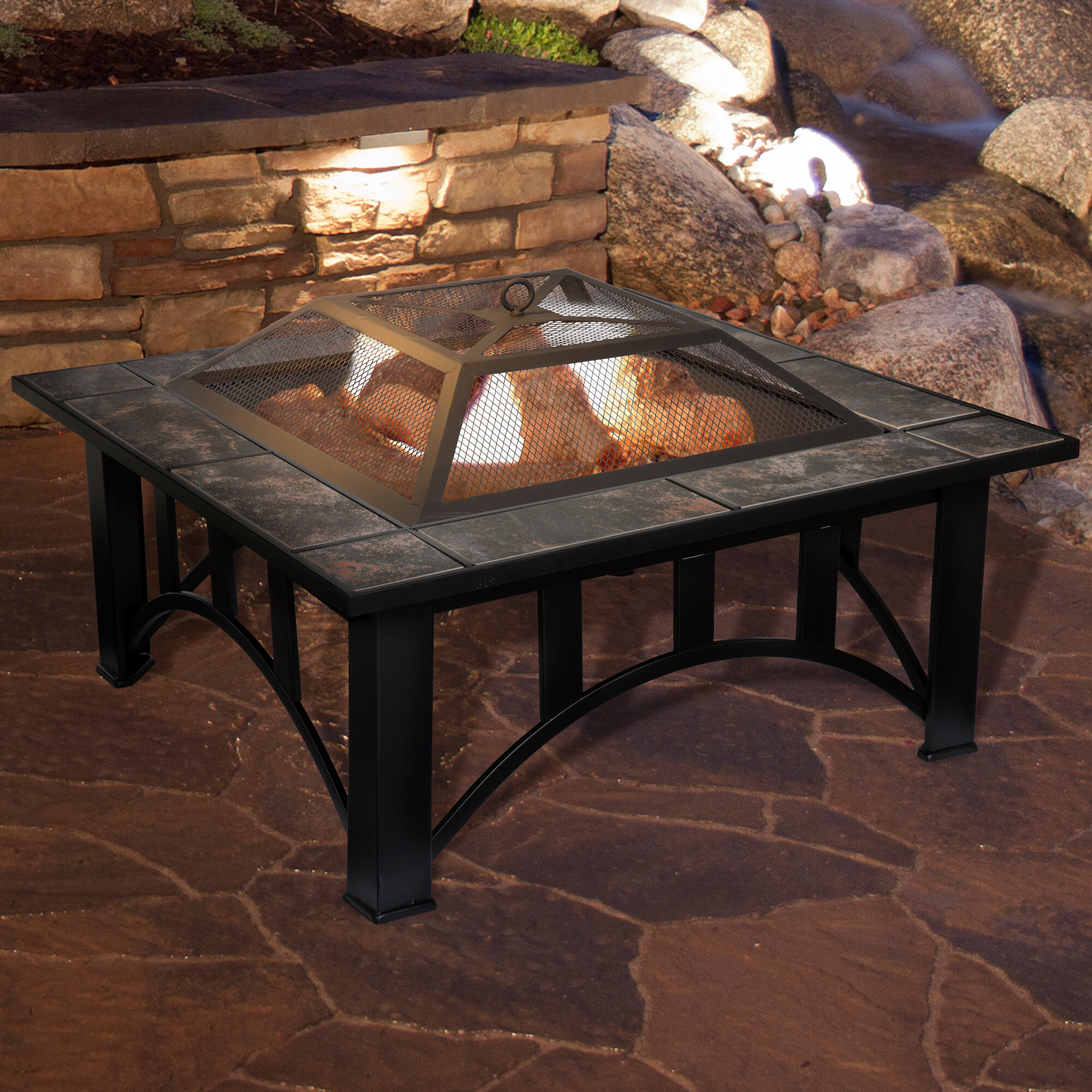 Millwood Pines Jackqueline Steel Wood Burning Fire Pit Table