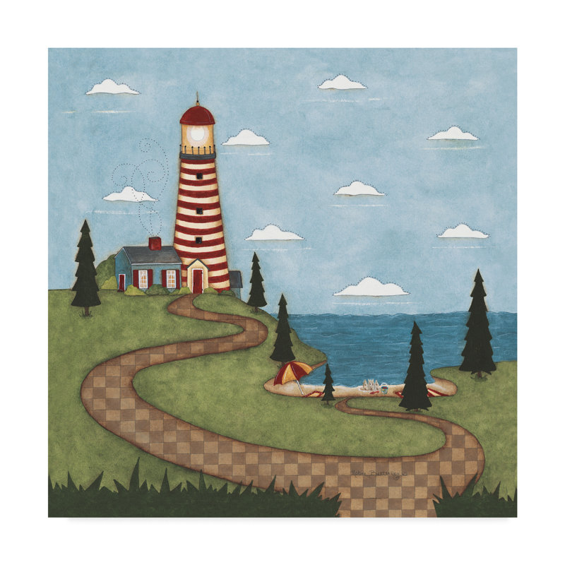Trademark Art Red And White Lighthouse Acrylic Painting Print On