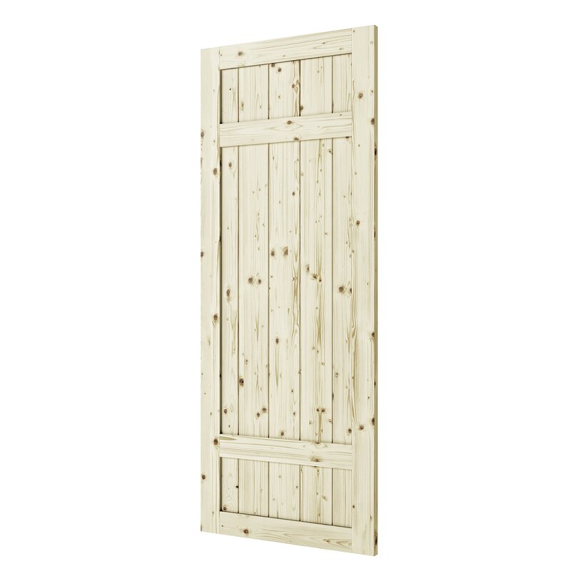 Colonial Elegance Paneled Wood Unfinished Barrel Barn Door Without