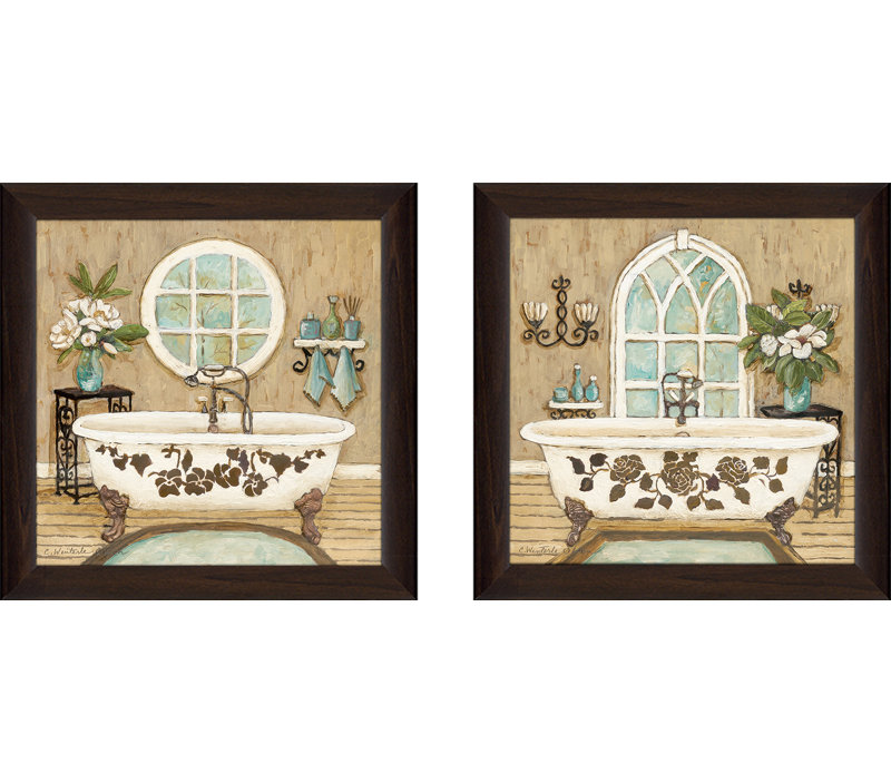 Ophelia Co Country Bath 2 Piece Framed Acrylic Painting Print