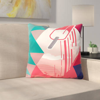 Kess InHouse Kess Original Deck The Hollies Orange Teal 23 x 23 Square Floor Pillow