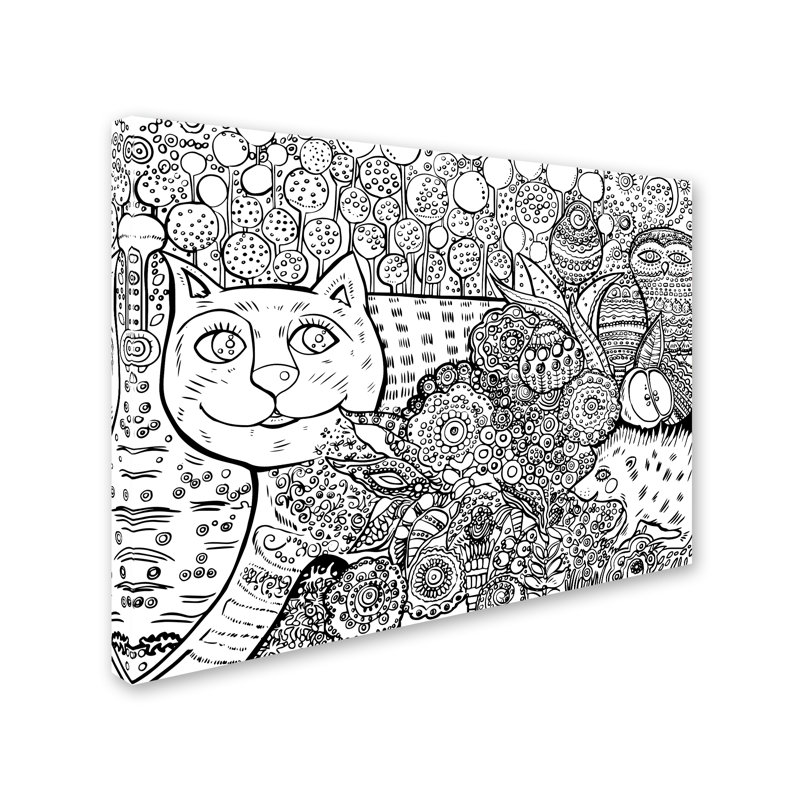 Ebern Designs Indigo Cat Ii Graphic Art Print On Wrapped Canvas Wayfair