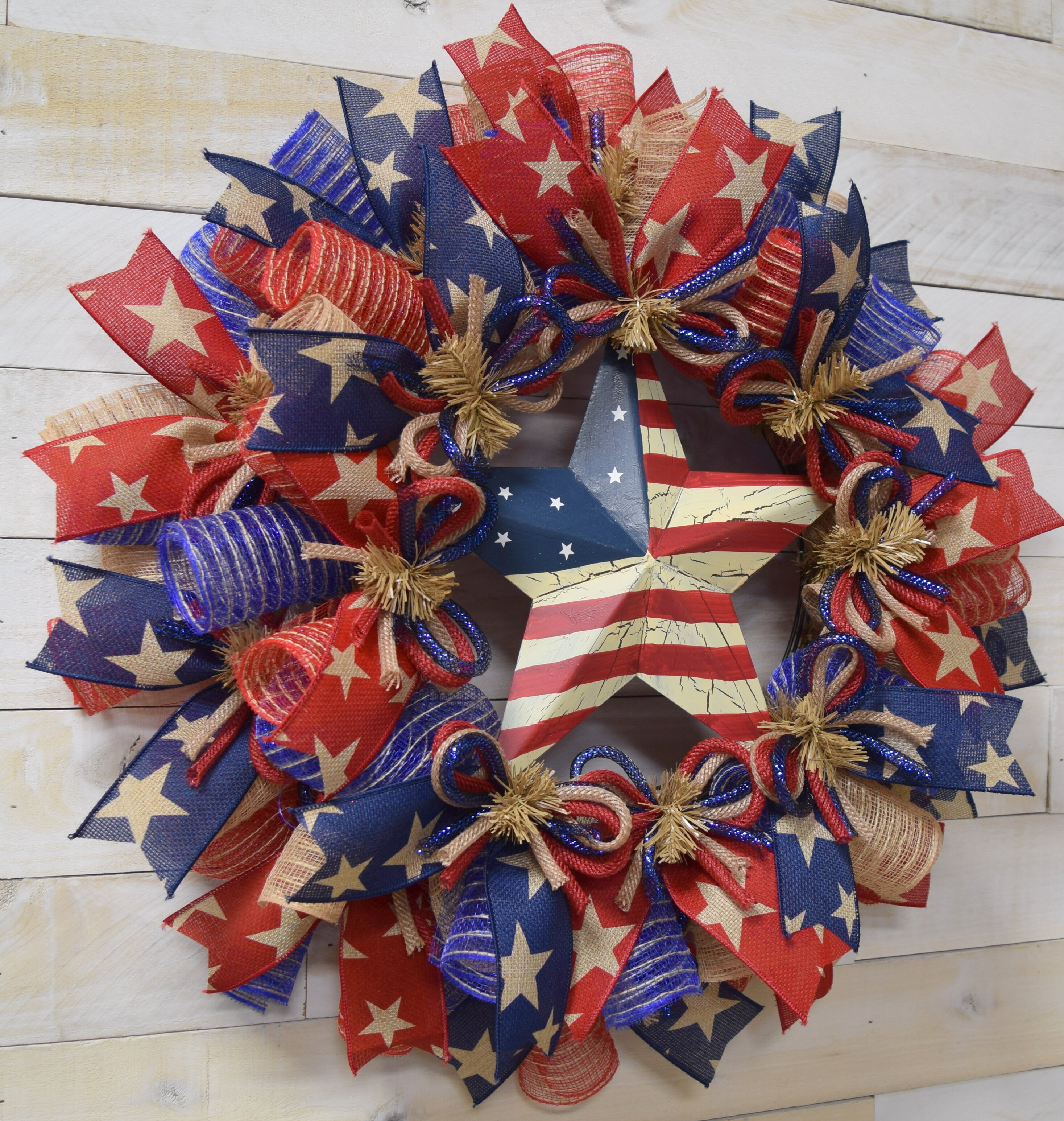 The Holiday Aisle® 4th Of July 24" Deco Mesh Wreath Wayfair