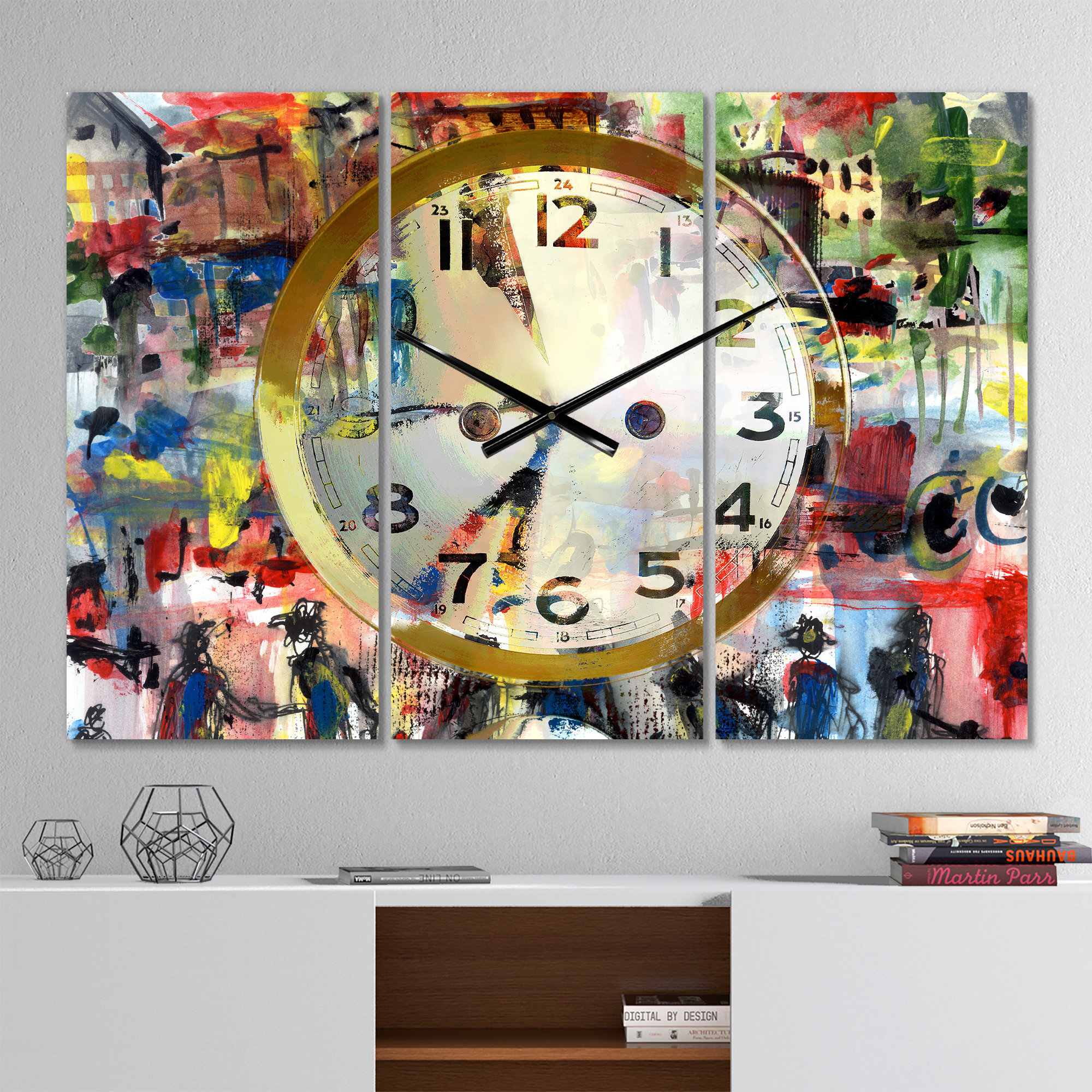 East Urban Home Oversized People And Time Acrylic Watercolors Wall Clock Wayfair