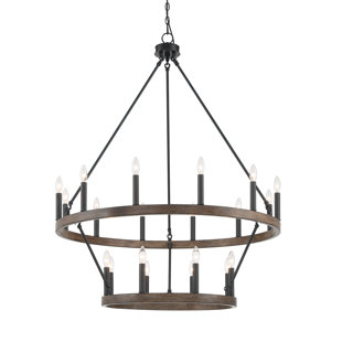 Deer Creek 20 - Light Candle Style Wagon Wheel Chandelier