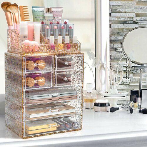 Sorbus Glitter Cosmetic Makeup And Jewelry Storage Case Spacious