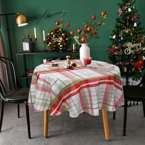 Rectangle Tablecloth Christmas Tree in White and Red Buffalo Lattice Table Cloth Picnic Table Cover Vinyl Fabric Holiday Tablecloths for Kitchen Outdoor Camping Desk Cover Party Decor 60 x 108 Inch