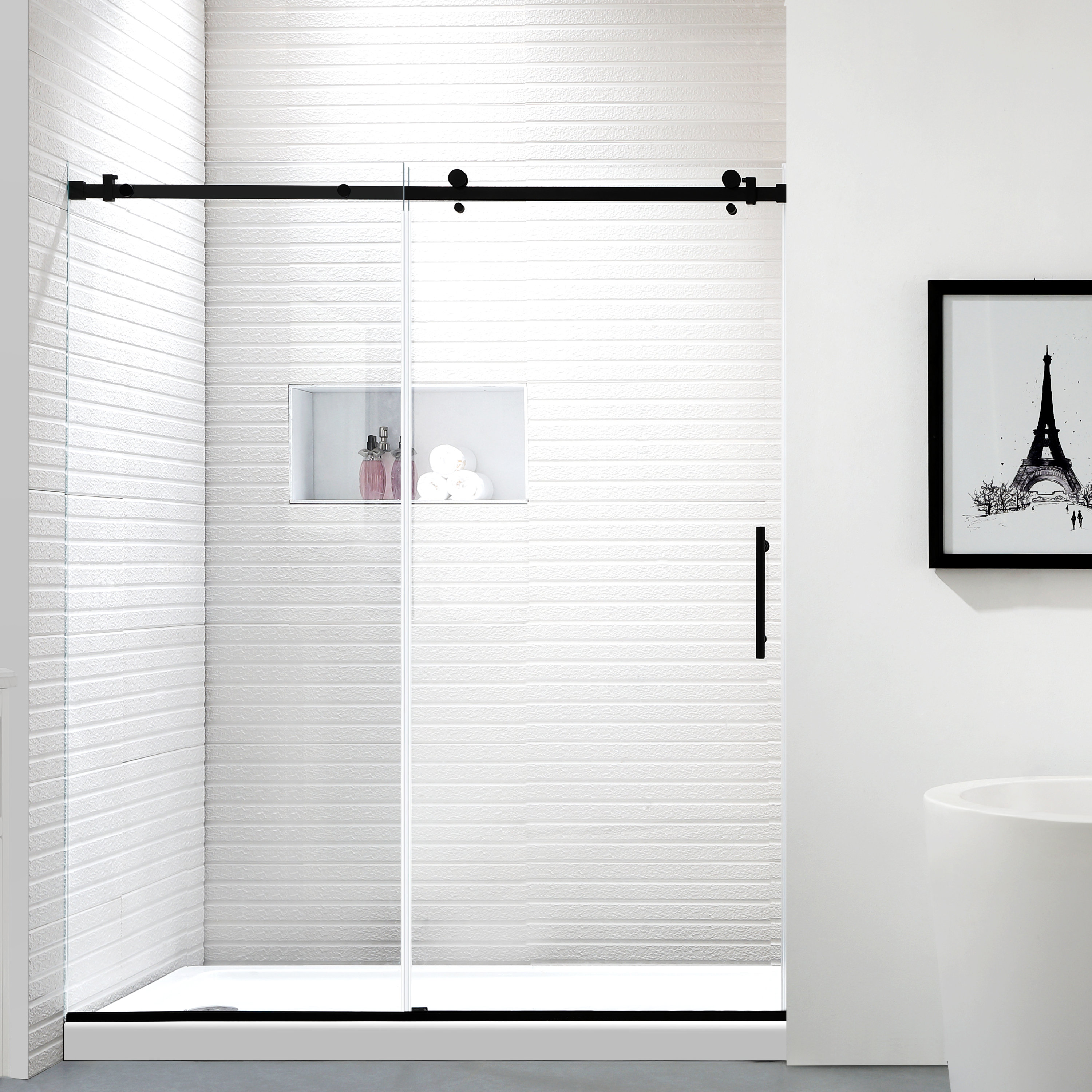 Laude Run Mccoole 60 W X 76 H Single Sliding Frameless Shower Single Sliding Frameless Shower