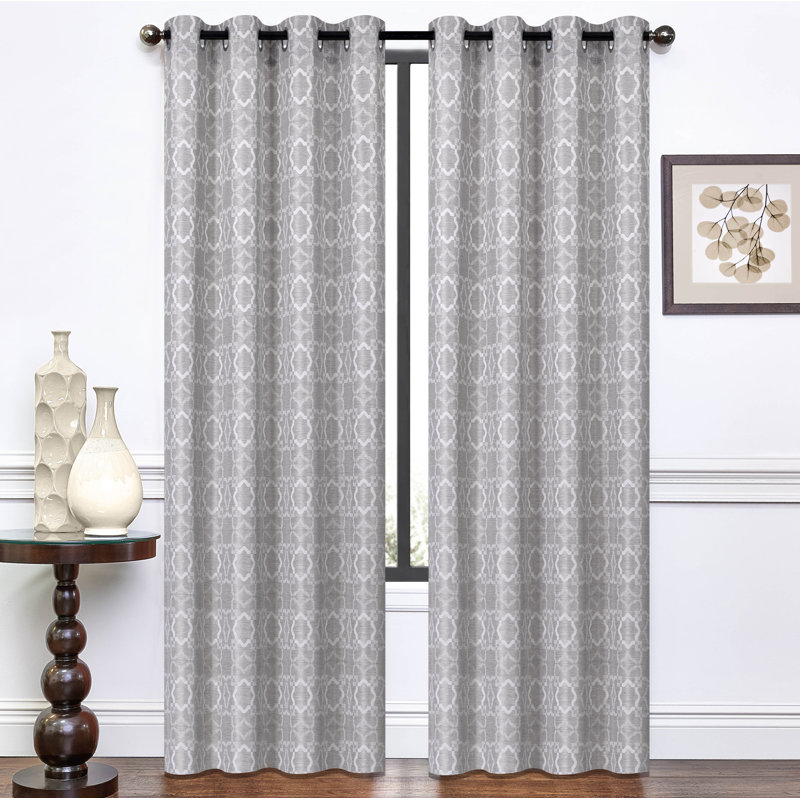 Charlton Home Nobhill Jacquard Ikat Semi Sheer Grommet Curtain