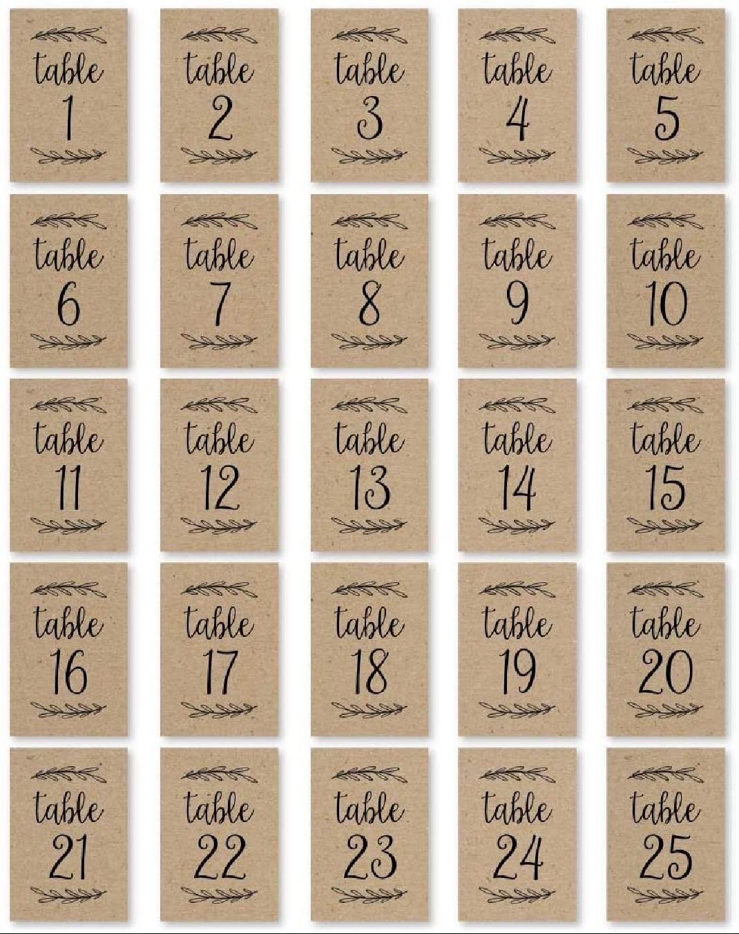 Double sided Wedding Event Party Table Number Plastic Place Cards 1-50 