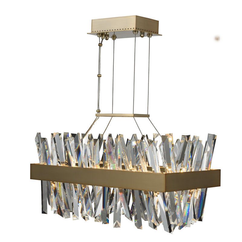 Everly Quinn Glick 1 Light Kitchen Island Linear Pendant With Crystal Accents Wayfair