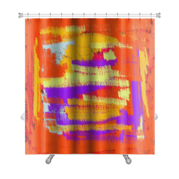 Latitude Run Allibert Bright Abstract Color For Premium Single Shower Curtain