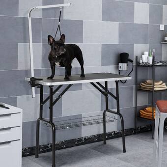 Vecelo Pet Grooming Table With Adjustable Arm Clamp And Mesh