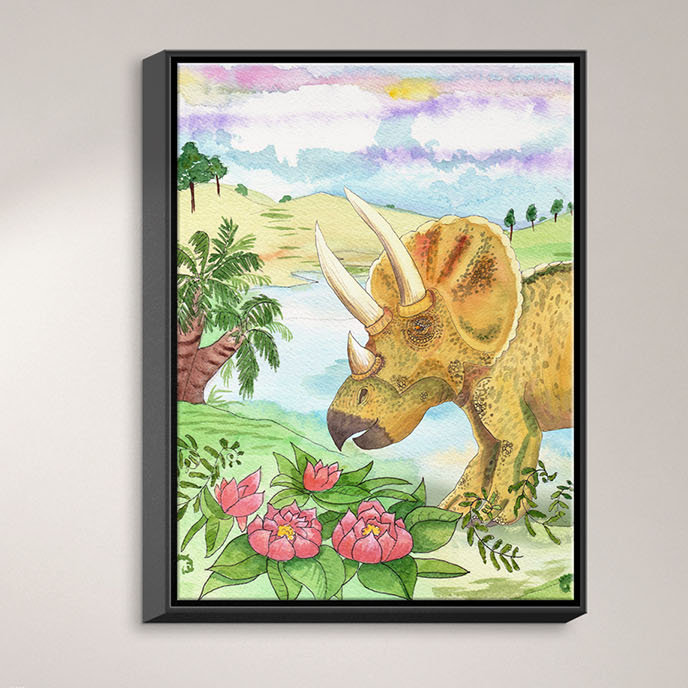 Dianochedesigns Dinosaur Ii Watercolor Painting Print On Canvas