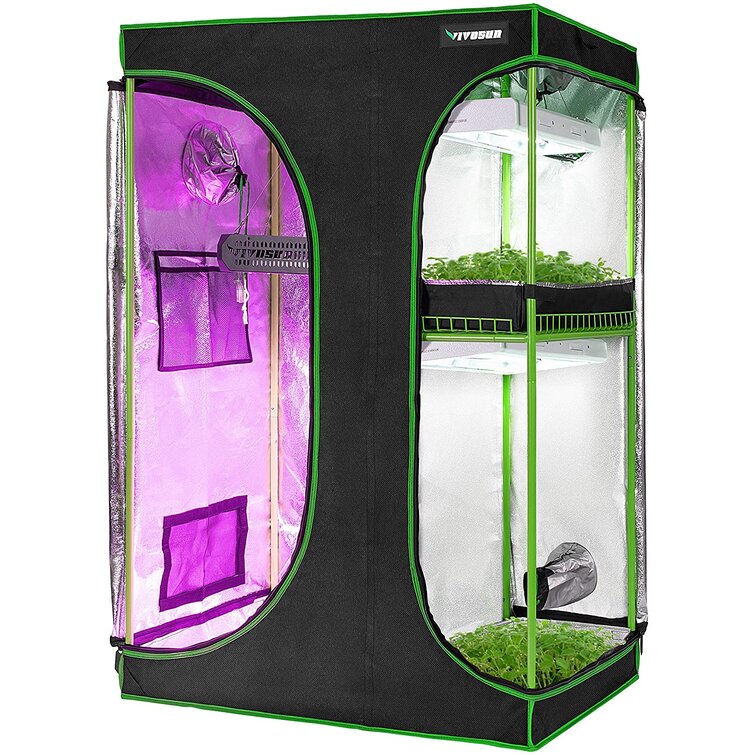 Outsunny Hydroponic Plant Grow Tent Reflective Mylar Obeservation Window Indoor 