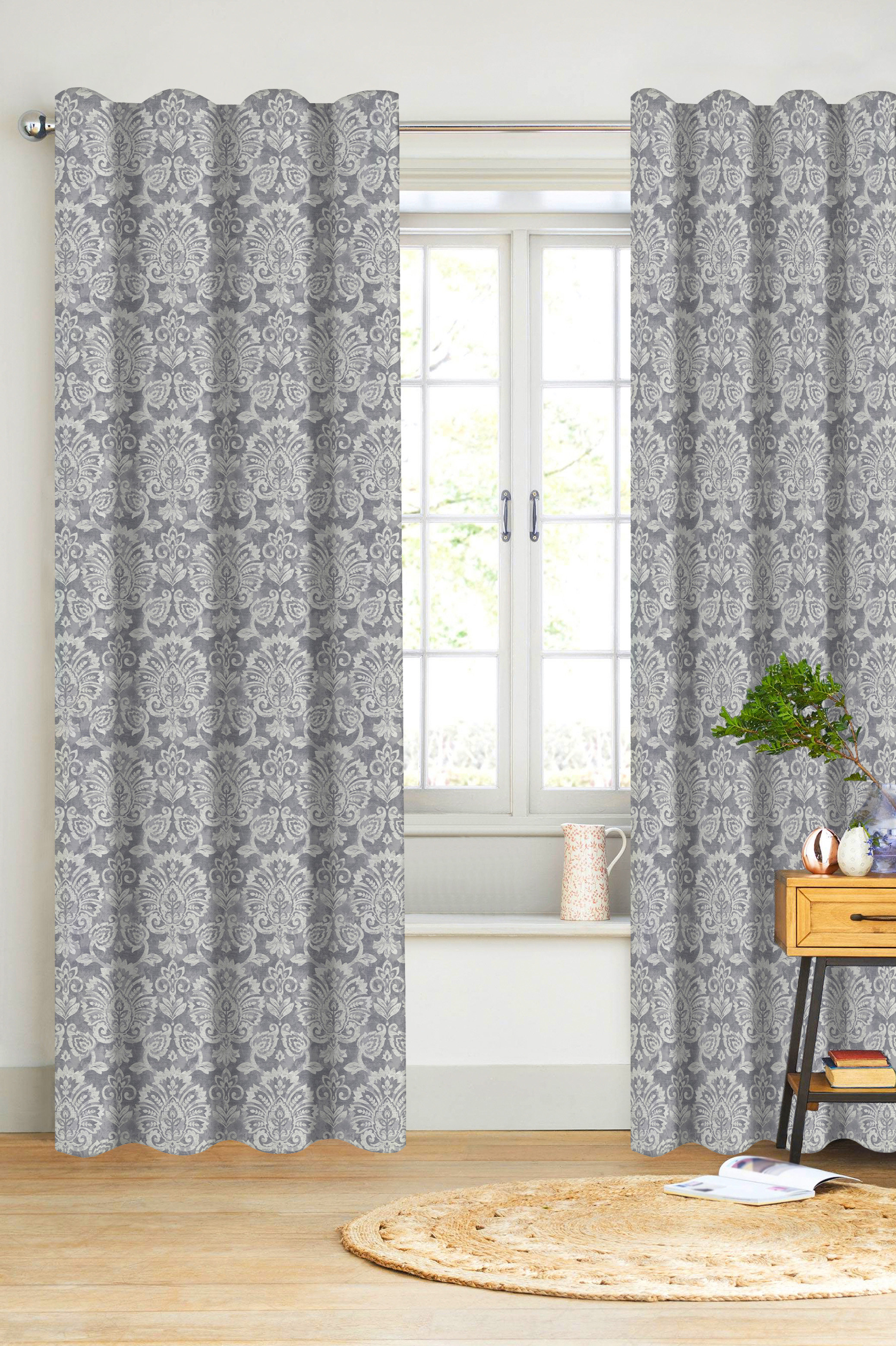 Canora Grey Shultz Damask Semi Sheer Curtain Panels Wayfair