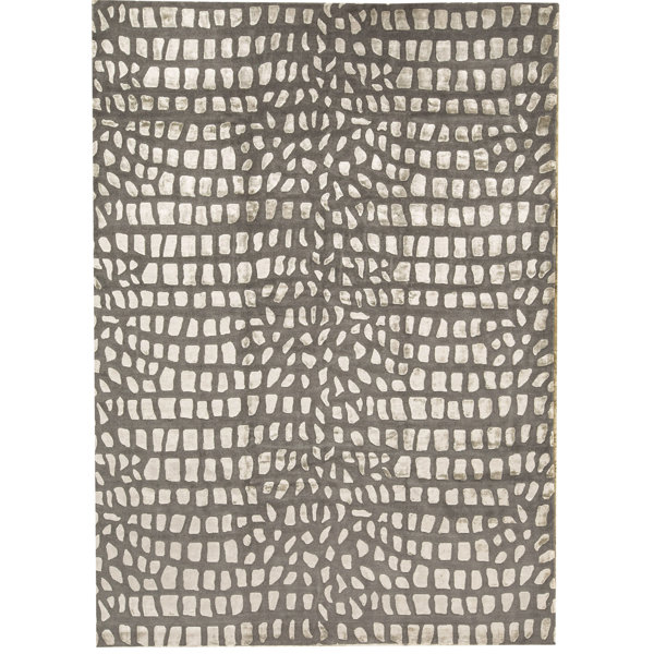Bokara Rug Co Inc Himalayan Abstract Hand Knotted Gray Ivory Area Rug Wayfair