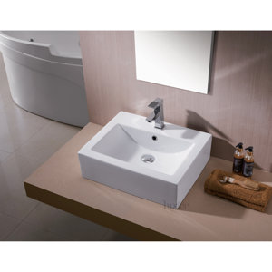 L-003 Bathroom Porcelain Ceramic Rectangular Vessel Bathroom Sink with Overflow