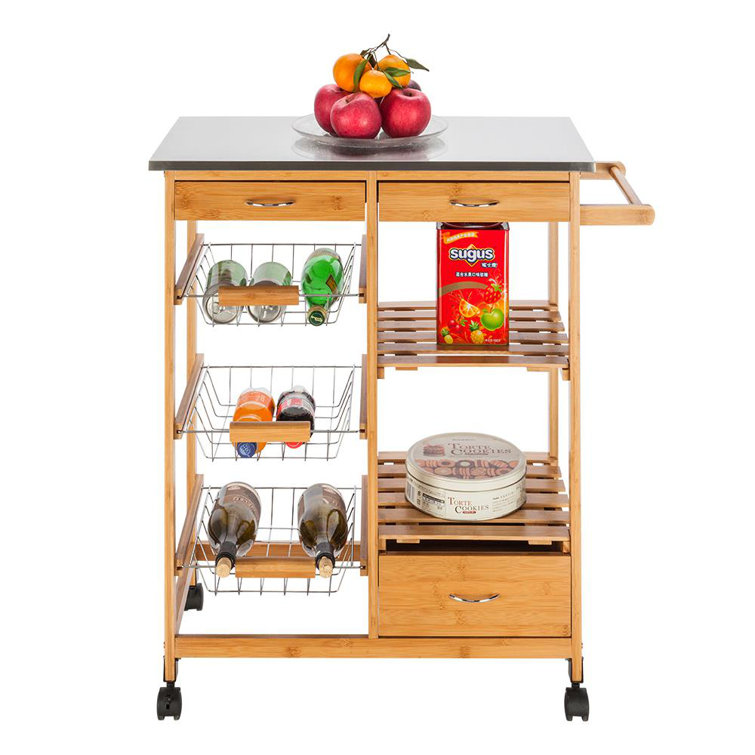 Joao 26.38'' Wide Rolling Kitchen Cart with Stainless Steel Top