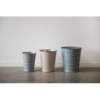 Large Decorative 3 Piece Metal Bucket Set Birch Lane