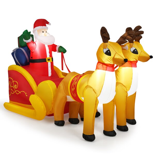 Christmas Air Blown Inflatable Yard Party Decoration Santa Claus Reindeer Sleigh 
