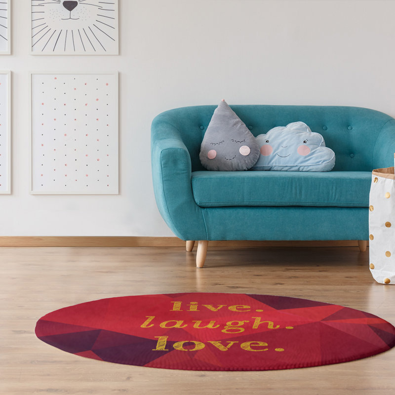 East Urban Home Faux Gemstone Live Laugh Love Quote Poly Chenille Rug Wayfair