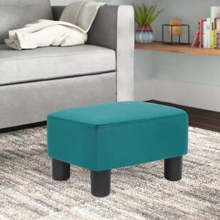 POUFEE STOOL IN CRUSH VELVET AND WOOD LEGS AND FREE P&P FOOTSTOOL FOOT REST 