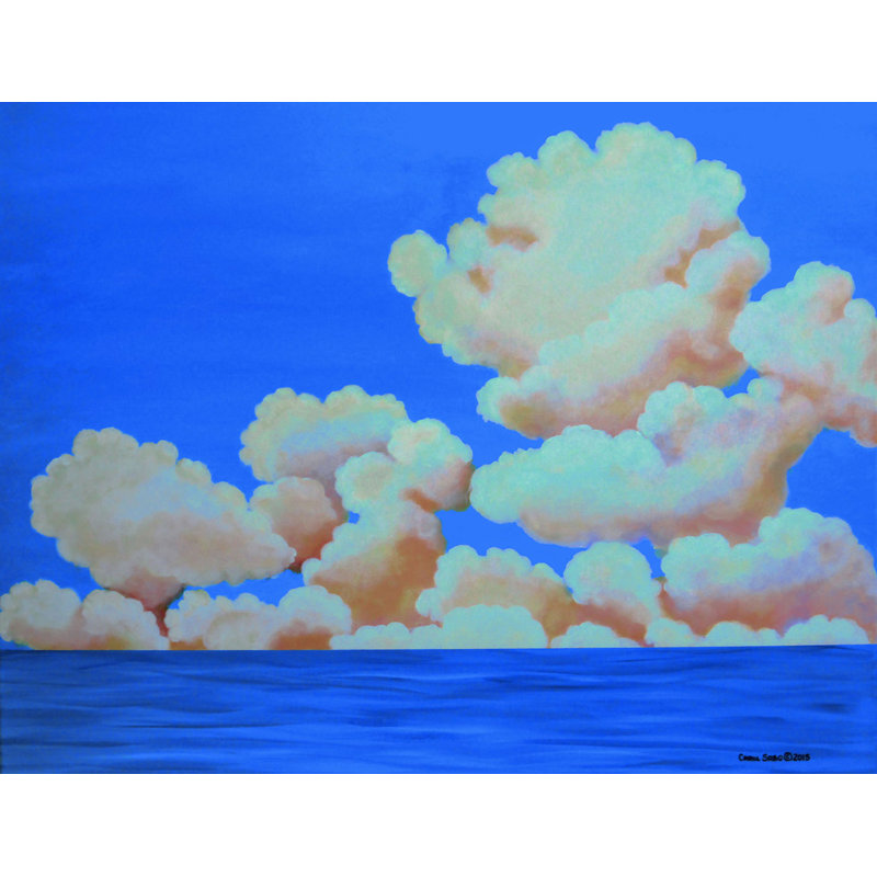 Highland Dunes Sea And Clouds Acrylic Painting Print On Canvas
