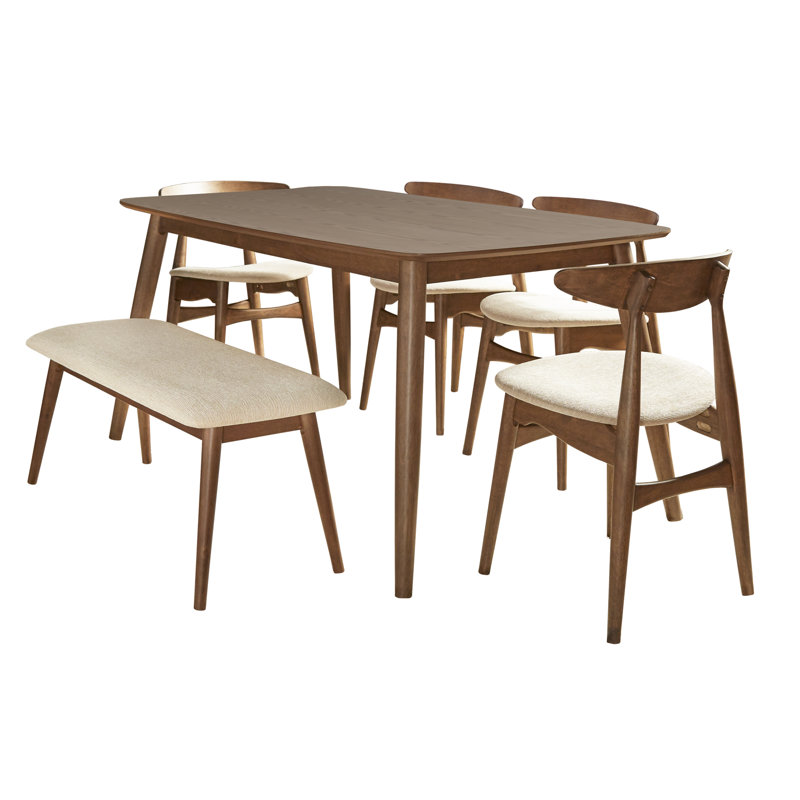 Degraw 6 Piece Counter Height Rubber Solid Wood Dining Set