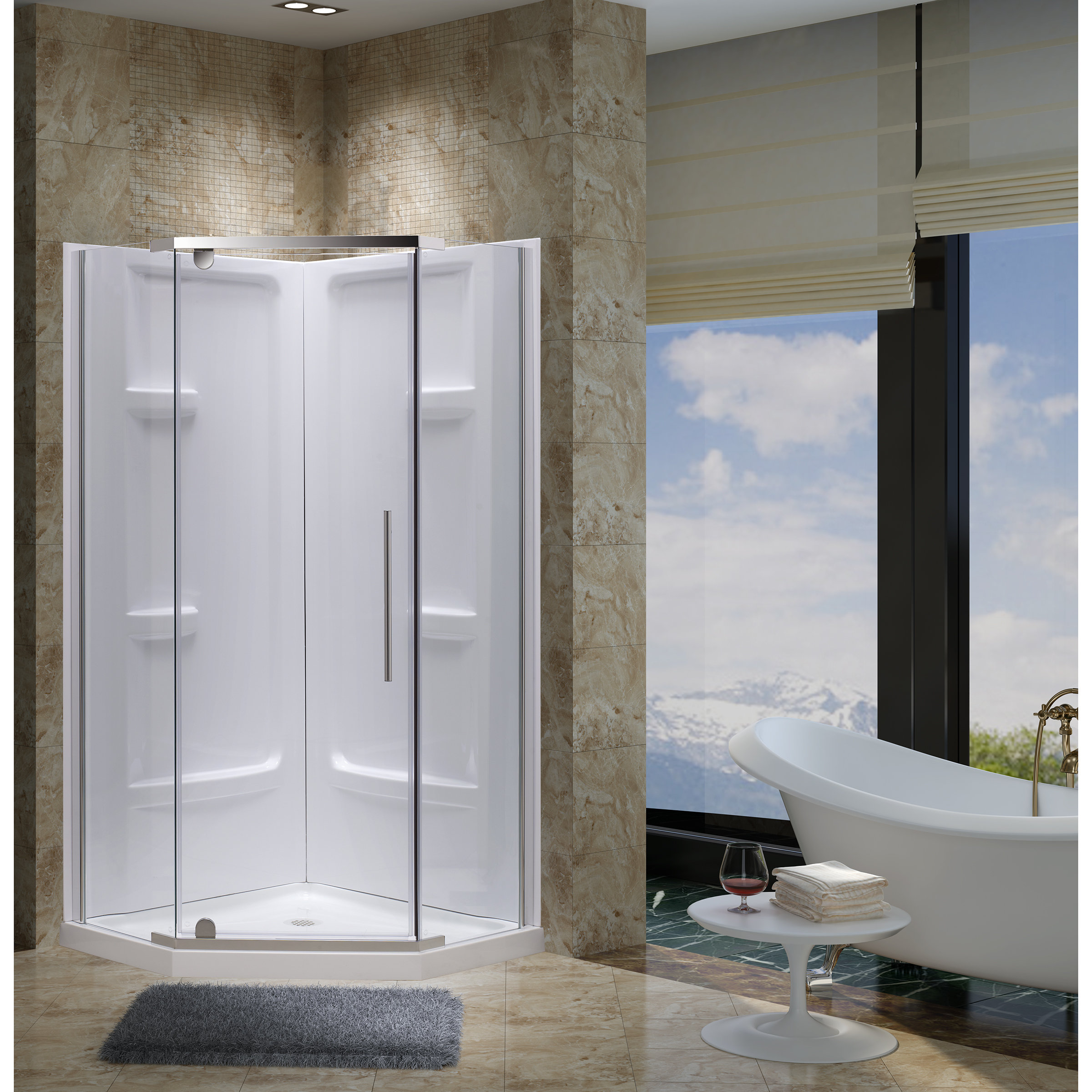 Jade Bath Aspen 38" W x 38" D x 73" H Framed Neo Angle Pivot Shower