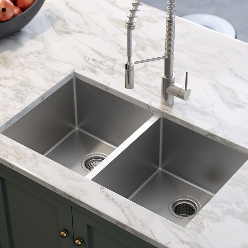 Khu102 33 Kraus Standart 33 L X 19 W Double Basin Undermount Kitchen Sink With Drain Assembly Reviews