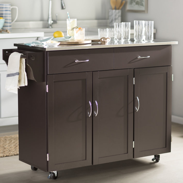 Red Barrel Studio Garrettsville Kitchen Cart With Stainless Steel Top Reviews Wayfair