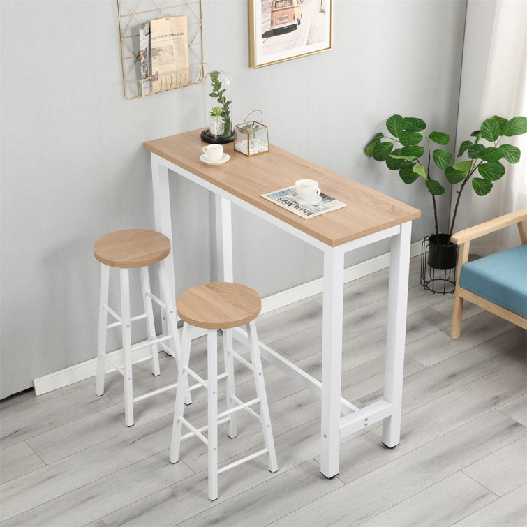 Bar Table Set, 47.2” Rectangular Kitchen Pub Dining Coffee Table And 2 Bar  Stools, 3-Piece Breakfast Table Set For Kitchen Living Room, Dining Room,  ...