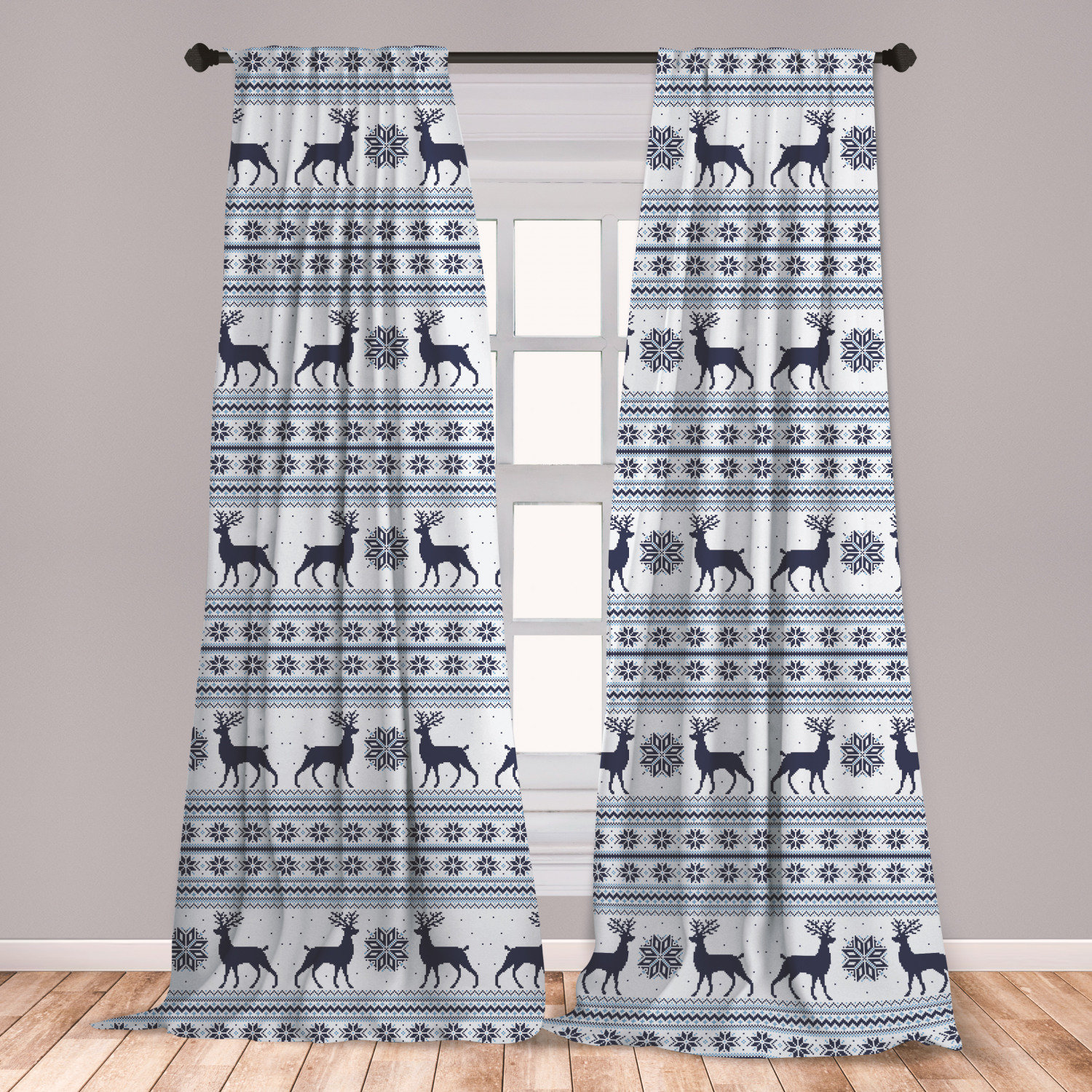 East Urban Home Ambesonne Nordic 2 Panel Curtain Set Pixel Art