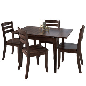 Liggett 5 Piece Cream Frame Dining Set by Three Posts