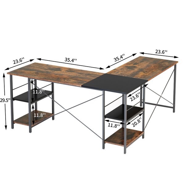 17 Stories Extra-Long Desk For Large Space,Adjustable 2 Person ...