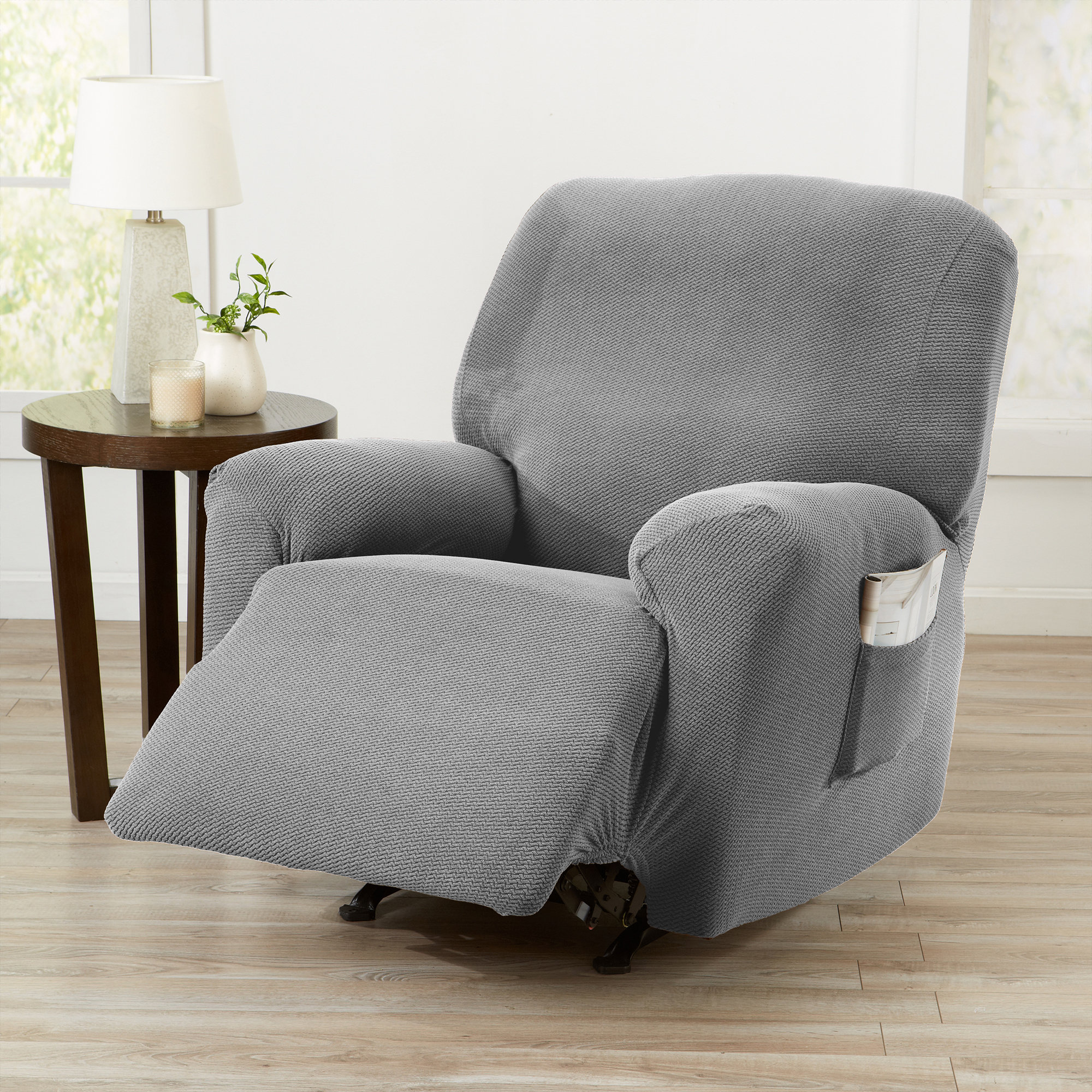 Ebern Designs Knitted Stretch Box Cushion Recliner Slipcover Wayfair