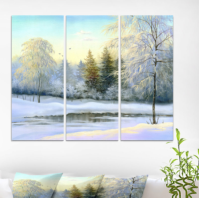East Urban Home Beautiful Scenery Winter Forest Oil Painting