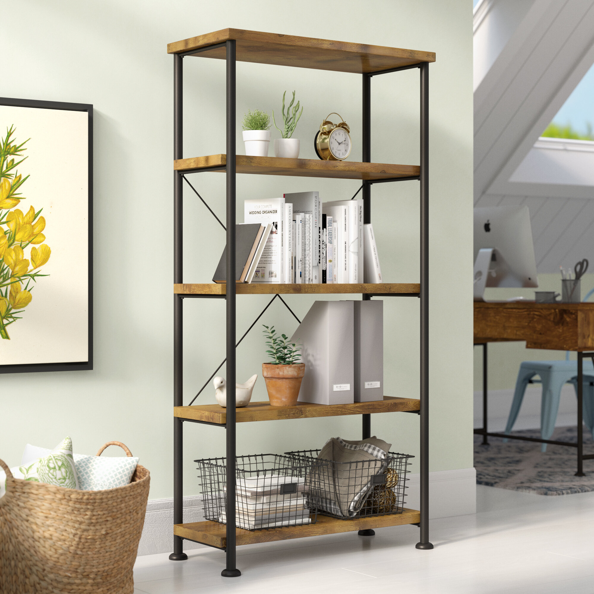 Laurel Foundry Modern Farmhouse Epineux 63 H X 31 5 W Metal Etagere Bookcase Reviews Wayfair