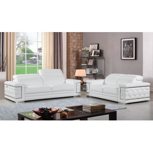 White Leather Living Room Sets You Ll Love Wayfair Quickview