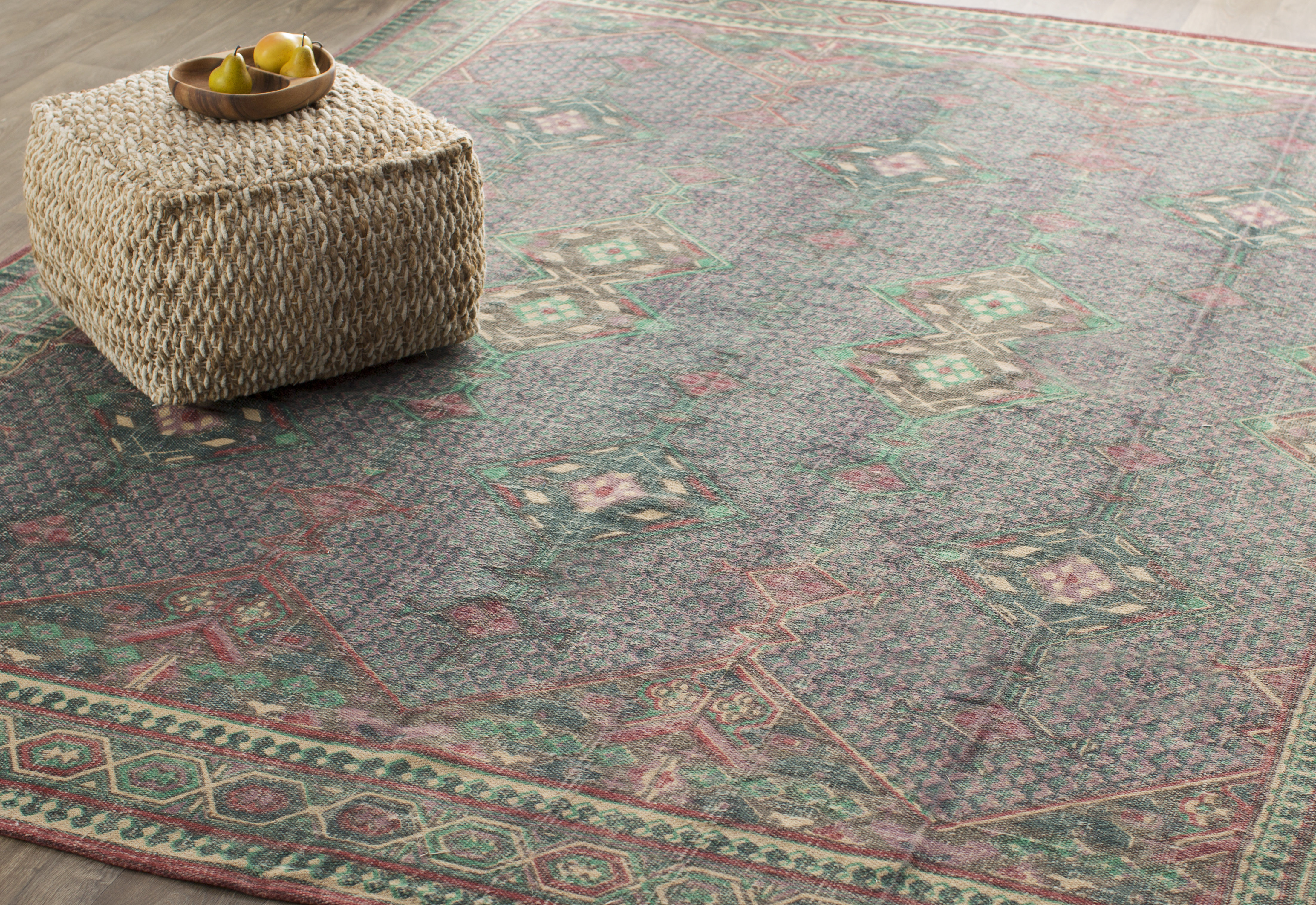 Middrough Handwoven Flatweave Jute Green Gray Pink Area Rug Middrough Handwoven Flatweave Jute Green Gray Pink Area Rug