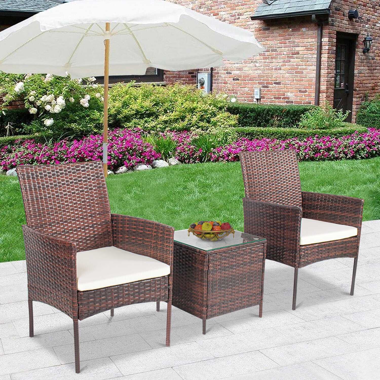 Winston Porter 3 Pieces Outdoor Patio Set Lightweight Rattan Furniture Sets High Quality Wicker Chairs With Coffee Table Wayfair