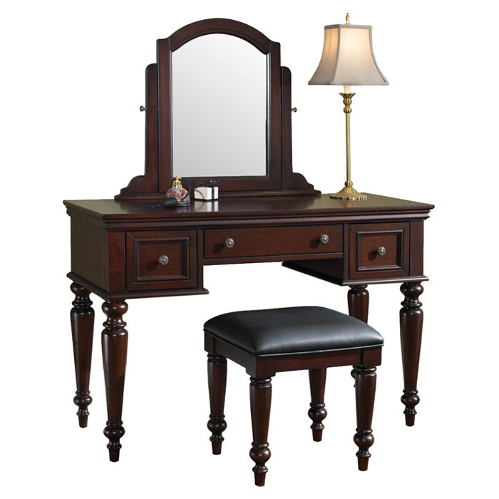 Astoria Grand Rossie Vanity Set With Stool And Mirror Reviews Wayfair