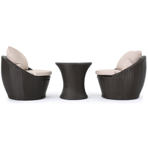Chappell Outdoor Wicker 3 Piece Deep Seating Group with Cushions