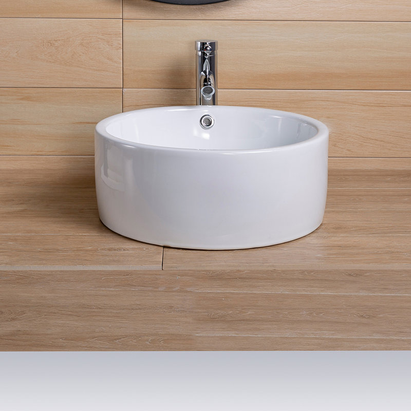 Vr Suppliers White Ceramic Circular Vessel Bathroom Sink With Overflow Wayfair