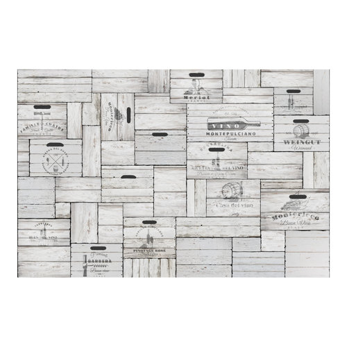 Shabby Wooden Crates 3.2m x 4.8m Textured Matte Peel & Stick Wall Mural East Urban Home